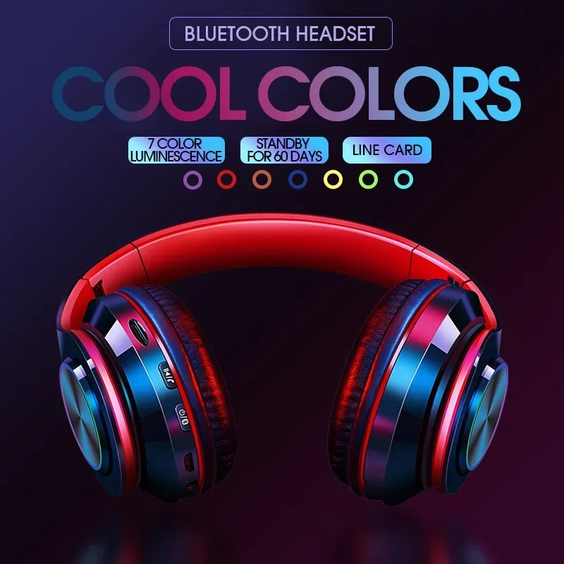 Foldable Bluetooth Headsets Wireless Headphones With Mic Stereo Earphone Support TF Card FM For Xiaomi Iphone Sumsamg Phone - Image 4