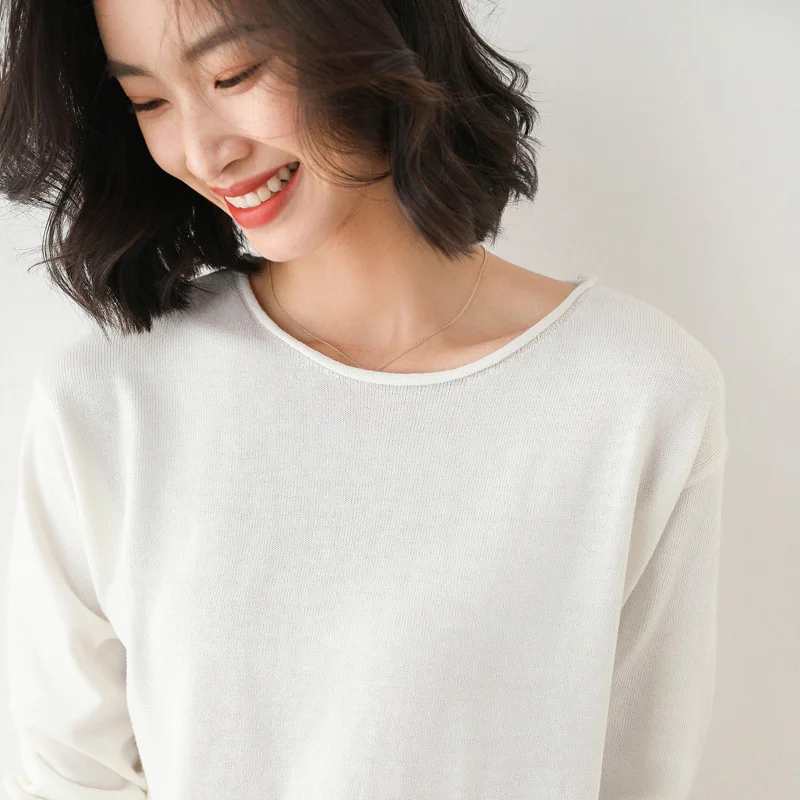 2025 Spring Autumn Womens Sweater Solid Knitwear Korean Loose Female Basic Casual Jumpers Stretch Pullover Sky Blue Pink Sweater - Image 12
