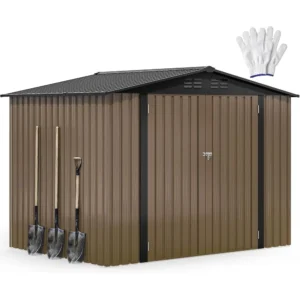 Sturdy 8x6 Outdoor Metal Storage Shed - Perfect for Tools, Bicycles, Gardening, and Lawn Care