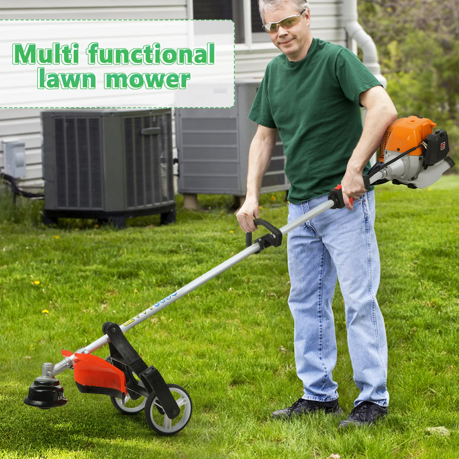 Gas Lawn Mower, 8 in 1 Weed Wacker Gas Powered 52CC 2-Cycle Hedge Trimmer String Trimmer Brush Cutter Edger Pole Saw Chainsaw - Image 2