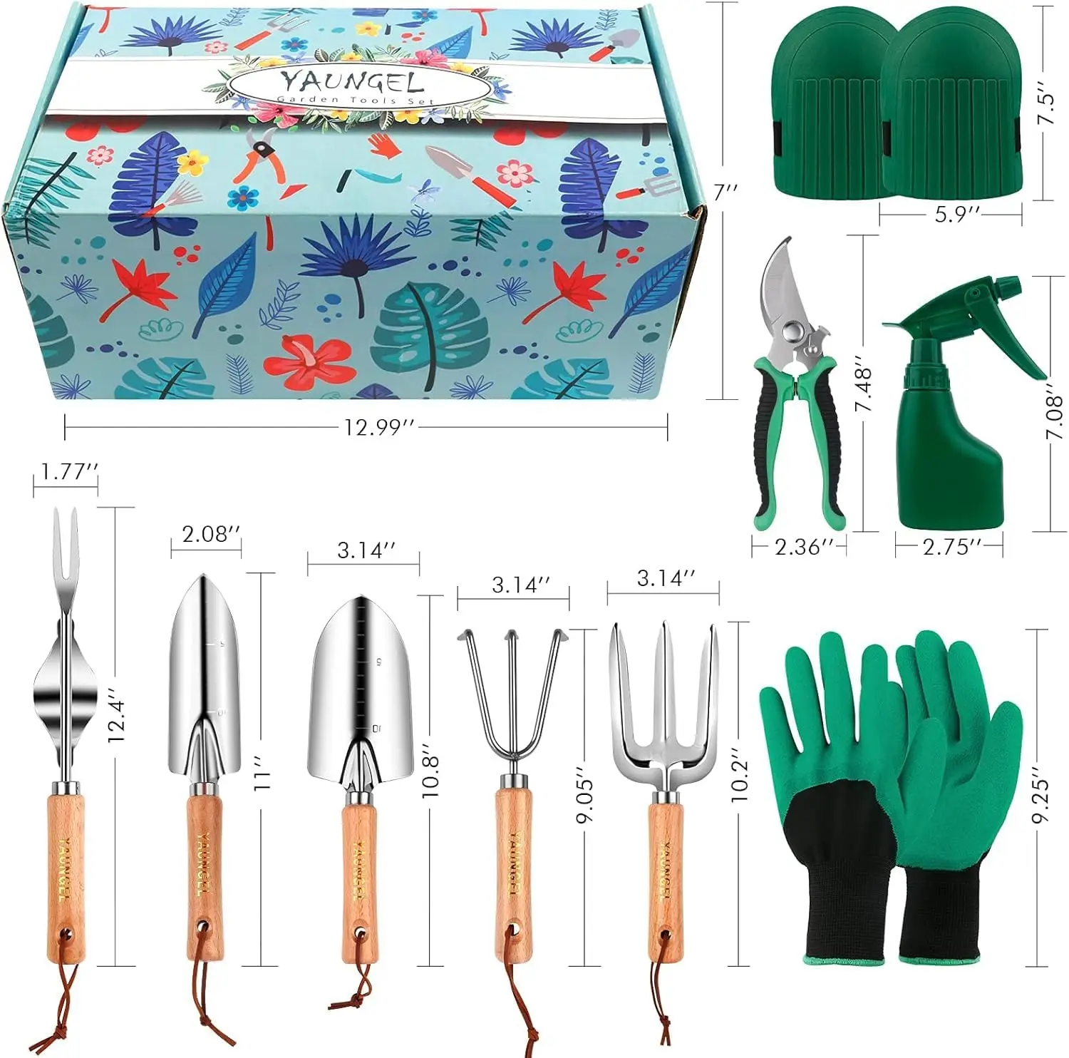 10-Piece Heavy Duty Gardening Tools Set with Stainless Steel and Wooden Handle, Includes Storage Bag, Perfect Gift for Gardeners - Image 3