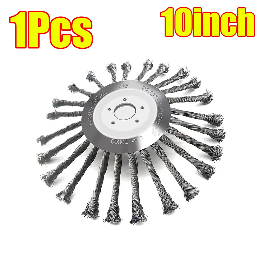 1-2Set 4/6/10inch Steel Wire Brush Trimmer Head Weed Brush Cutter Lawn Mower Brush with Adapter Kits Garden Trimmer Head Tool - Image 11