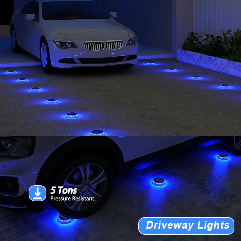 6 Packs Solar Driveway Lights Solar Dock Lights Blue Solar Deck Lights Outdoor IP68 Waterproof, Stick on for Step Pool Pathway - Image 4