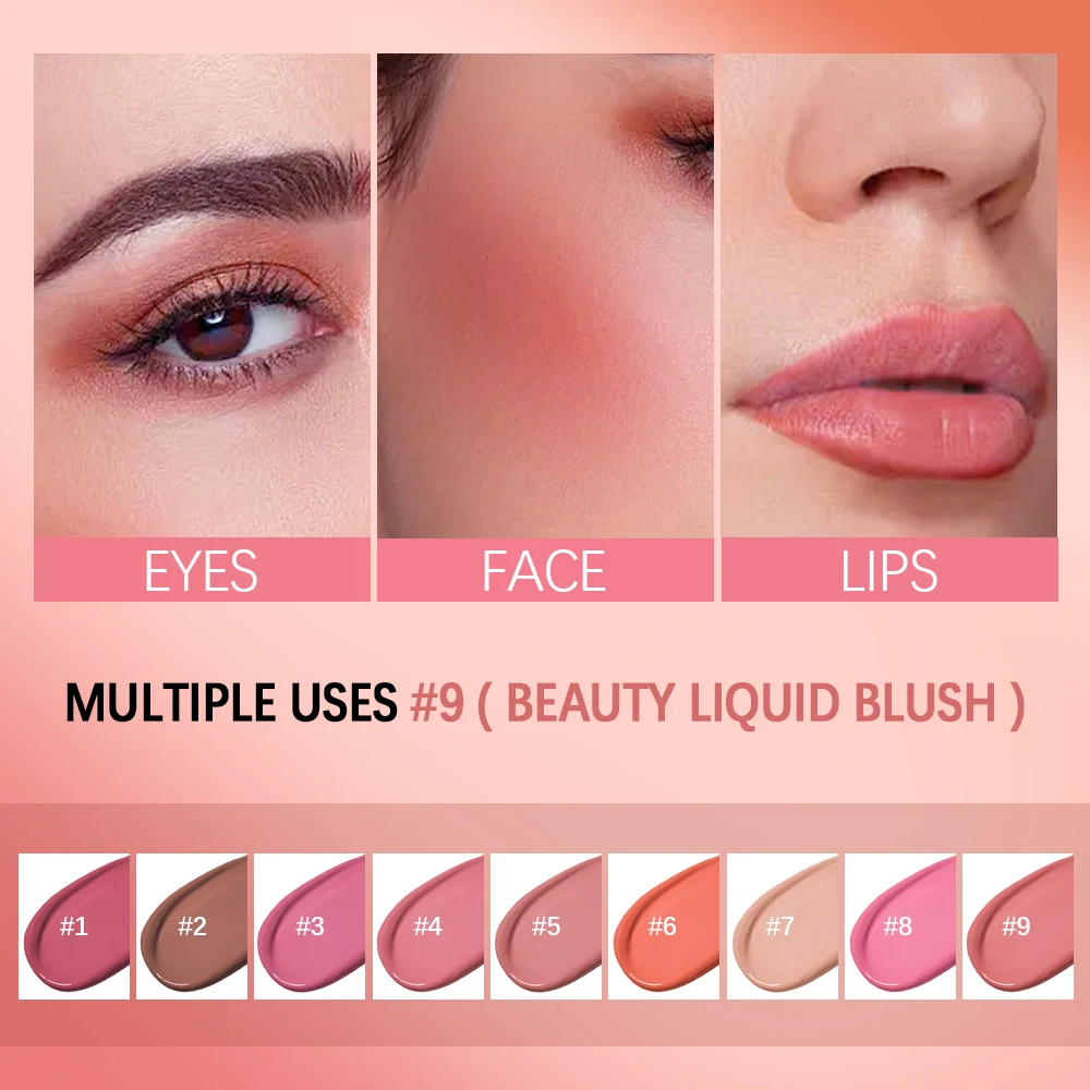 Beauty Liquid Blush Lipstick Blush Eyes Cheek Blusher Waterproof Mositure Face Contour Shadow Liquid Lip Gloss Plump Makeup - Image 5