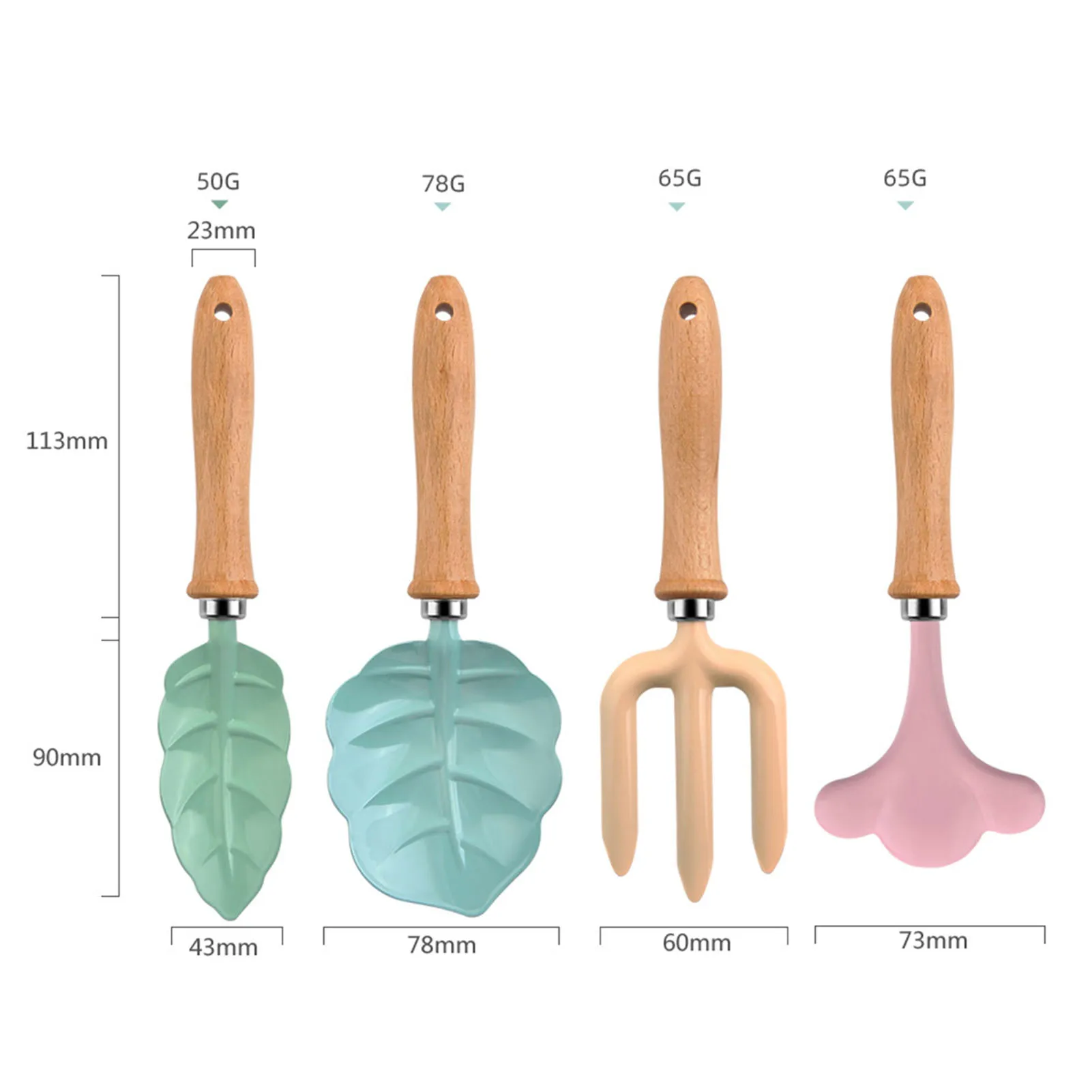 Little Gardener Tool Set Colorful Safe Tools with Wood Hand Shovel Rake Fork Set Gardening Gifts for Kids Girls - Image 3