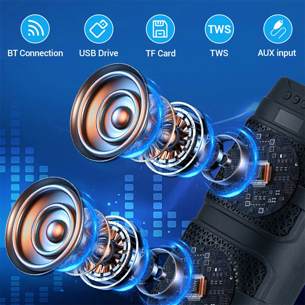 3000W Bluetooth Speaker Dual 4 inch Speaker Stereo Outdoor Portable Subwoofer 5.0 Wireless Speaker Led light Rechargeable - Image 3