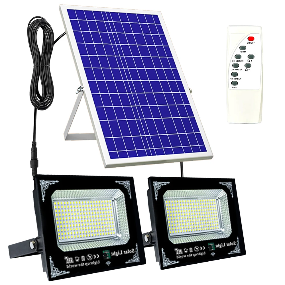 500W Led Solar Light High Bright 2 Head Flood Light Waterproof Outdoor Garden Wall Light with Aluminum Solar Panel For Garden - Image 2