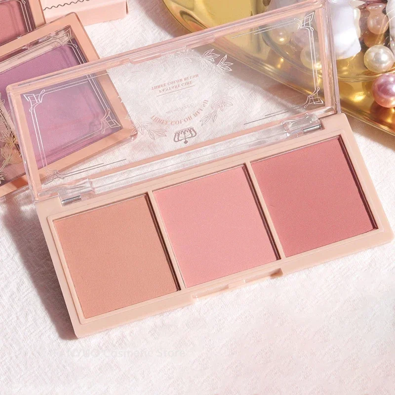 3Colors Peach Blush Palette Matte Powder Cheek Tint Face Blusher Multifunctional Long Lasting Orange Rouge Contour Shadow Makeup - Image 7