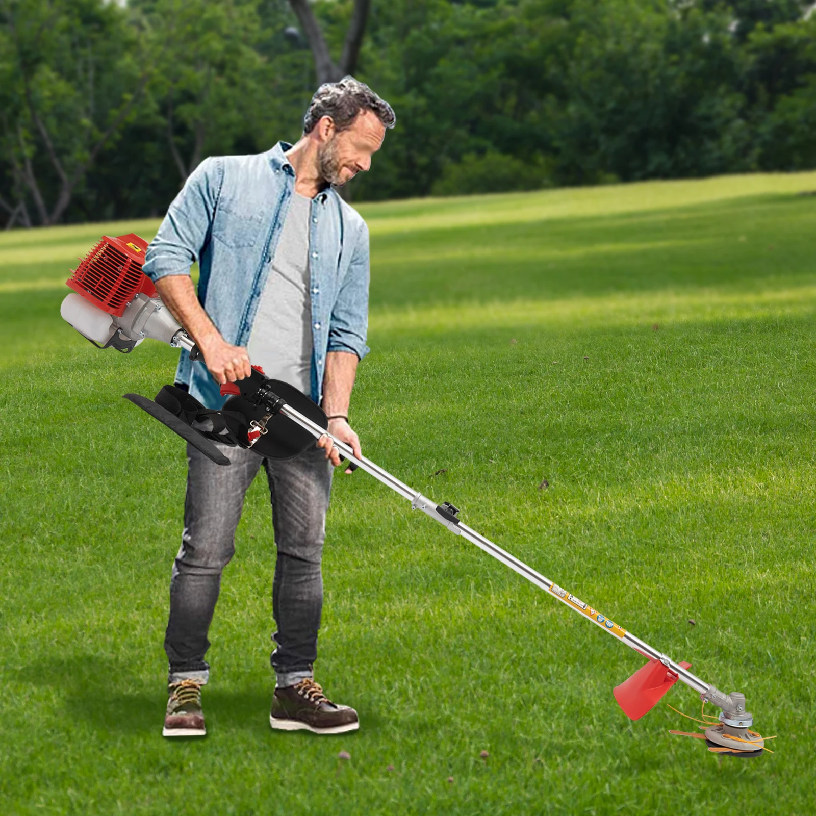 43CC 2-Stroke Gasoline Weed Wacker, Lawn Edger & Brush Cutter - 1.25KW, 8500RPM, Side-Mounted Trimmer with Air-Cooled Engine - Image 7