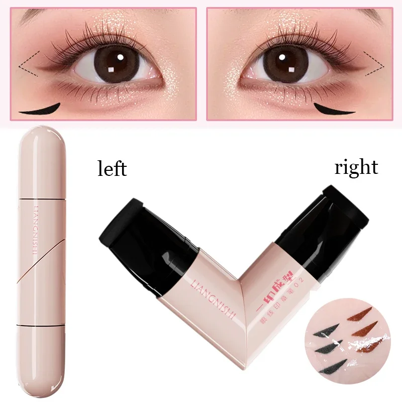 Rotate Eyeliner Stamp Integrated Black Brown Dual-Tip DIY Eyeliner Wing Stencil Waterproof Smudge-Proof Longwear Liquid Pen - Image 3