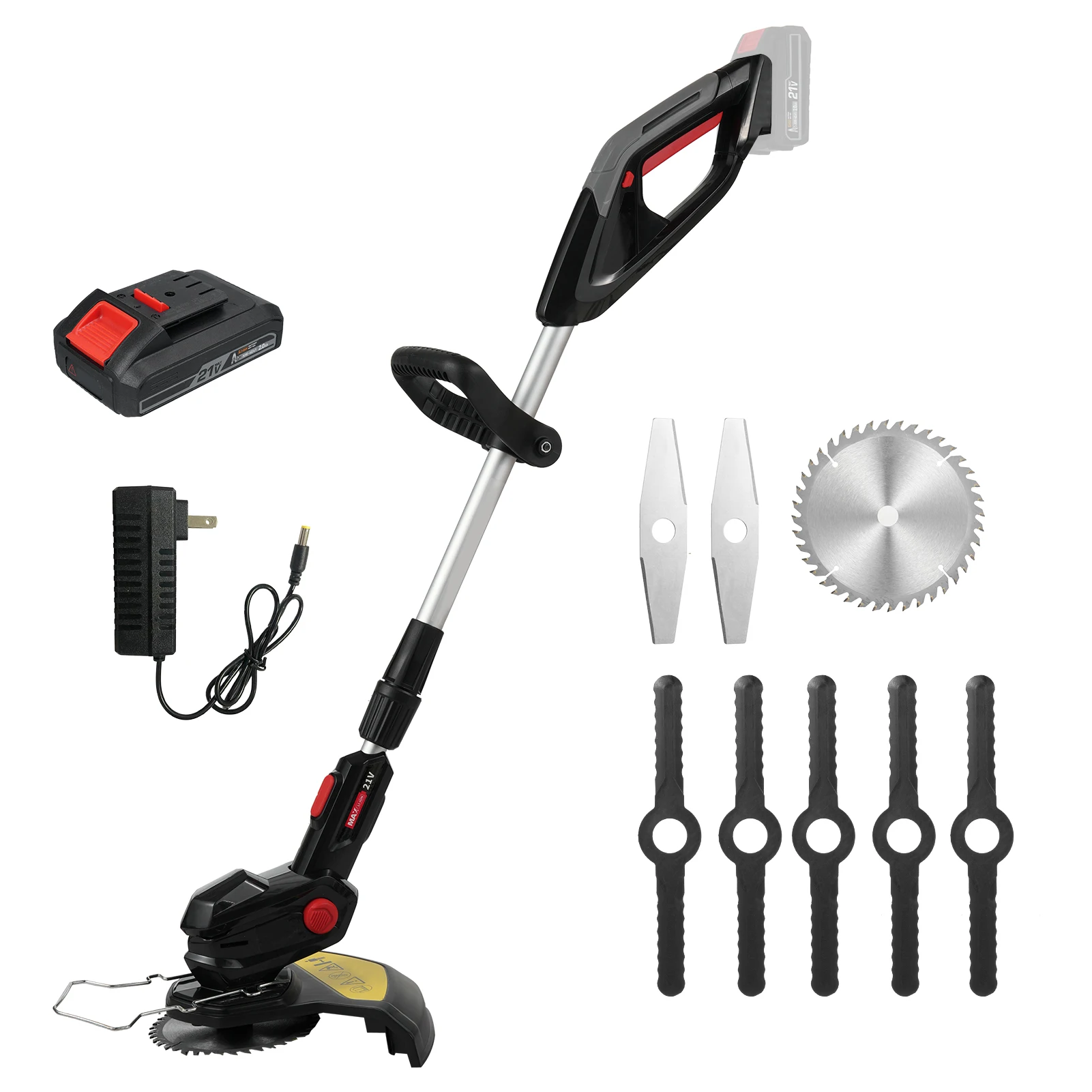 Electric Weed Eater Cordless Lawn Trimmer Weed Wacker Battery Powered Trimmer Lawn Edger with Adjustable Length and 3 Types Blad - Image 2