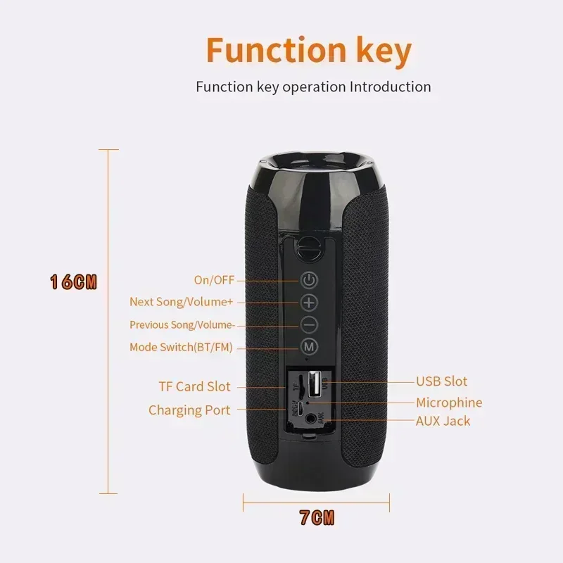 Portable Speaker Wireless Bluetooth-compatible Subwoofer Outdoor Waterproof Loudspeaker Stereo Surround Support FM RadioTF - Image 6