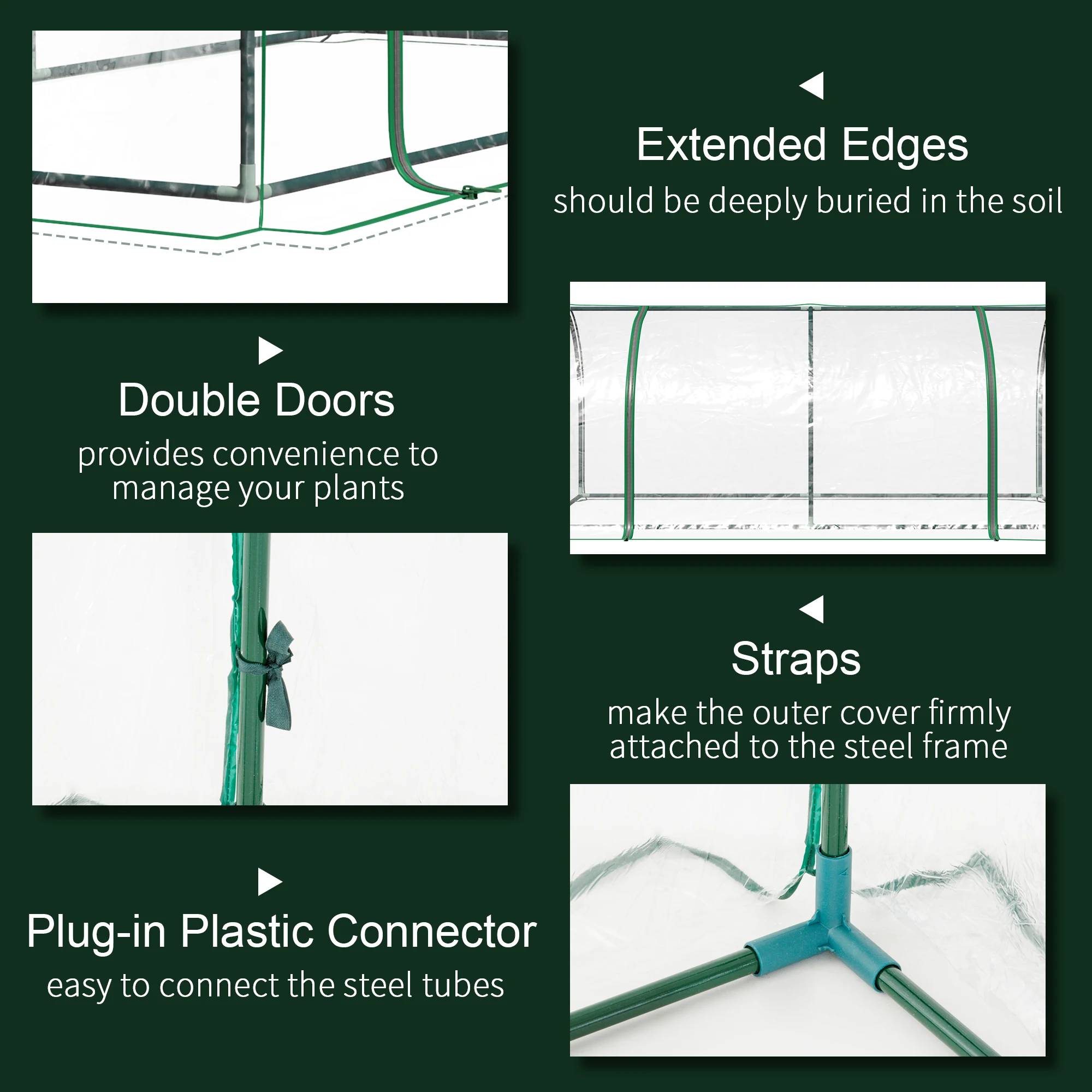Outsunny 7' X 3' X 2.5' Mini Greenhouse, Portable Tunnel Green House with Roll-Up Zippered Door, Uv Waterproof Cover - Image 4