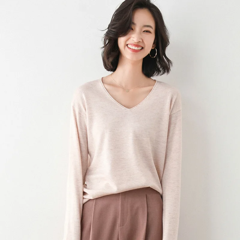 2025 Spring Autumn Womens Sweater Solid Knitwear Korean Loose Female Basic Casual Jumpers Stretch Pullover Sky Blue Pink Sweater - Image 25