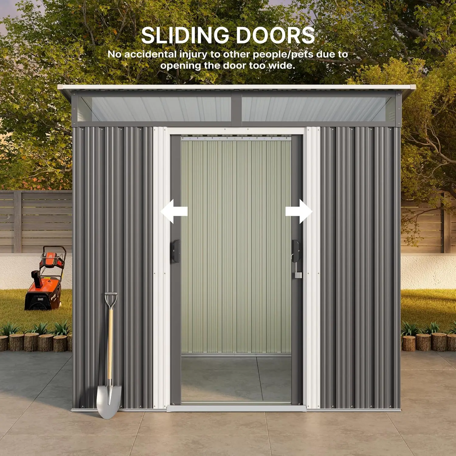 6'x4' Outdoor Storage Shed Metal Garden Shed with Sliding Lockable Doors, Versatile Tool Bike Shed with Transparent, Customized - Image 6