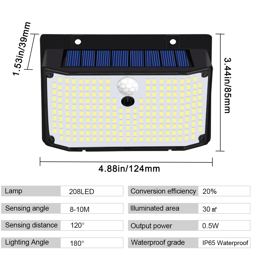 Solar Lights Outdoor 158 LED Solar Wall Lamp Waterproof Wireless Motion Sensor Security 3 Modes Garden Fence Yard Deck Garage - Image 6