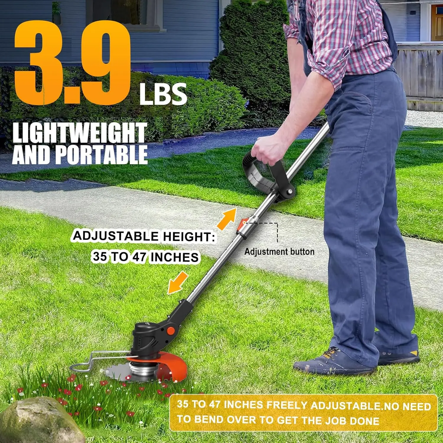 Electric Weed Wacker String Trimmer: 21VCordless Weed Eater and Edger BatteryPowered, 3 in 1 Lawn Tool ,2Batteries anChargerIncl - Image 6