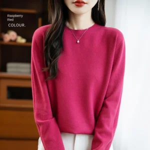 Women 22 colors weater O-neck Autumn Winter Basic 100% Andy velvet Warm Casual Pulls Jumpers Korean FashionSpring Knitwear 2025
