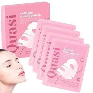 Quasi Collagen Glow Up Mask 2.0, Quasi Bio Collagen Face Mask, Firm Skin Deep Hydrating Masks for Wrinkle Reduction and Pore