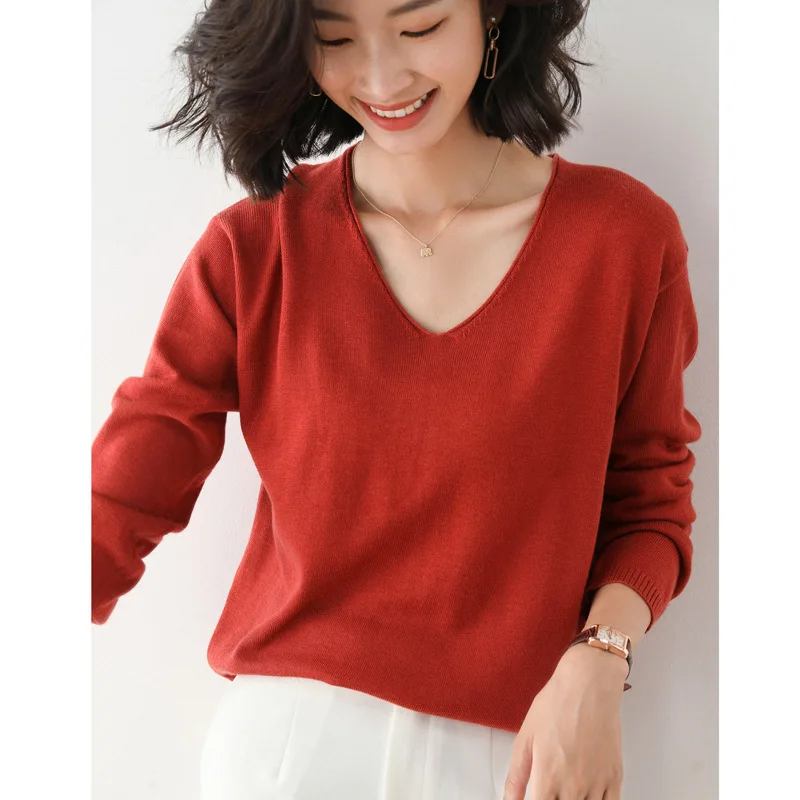 2025 Spring Autumn Womens Sweater Solid Knitwear Korean Loose Female Basic Casual Jumpers Stretch Pullover Sky Blue Pink Sweater - Image 10