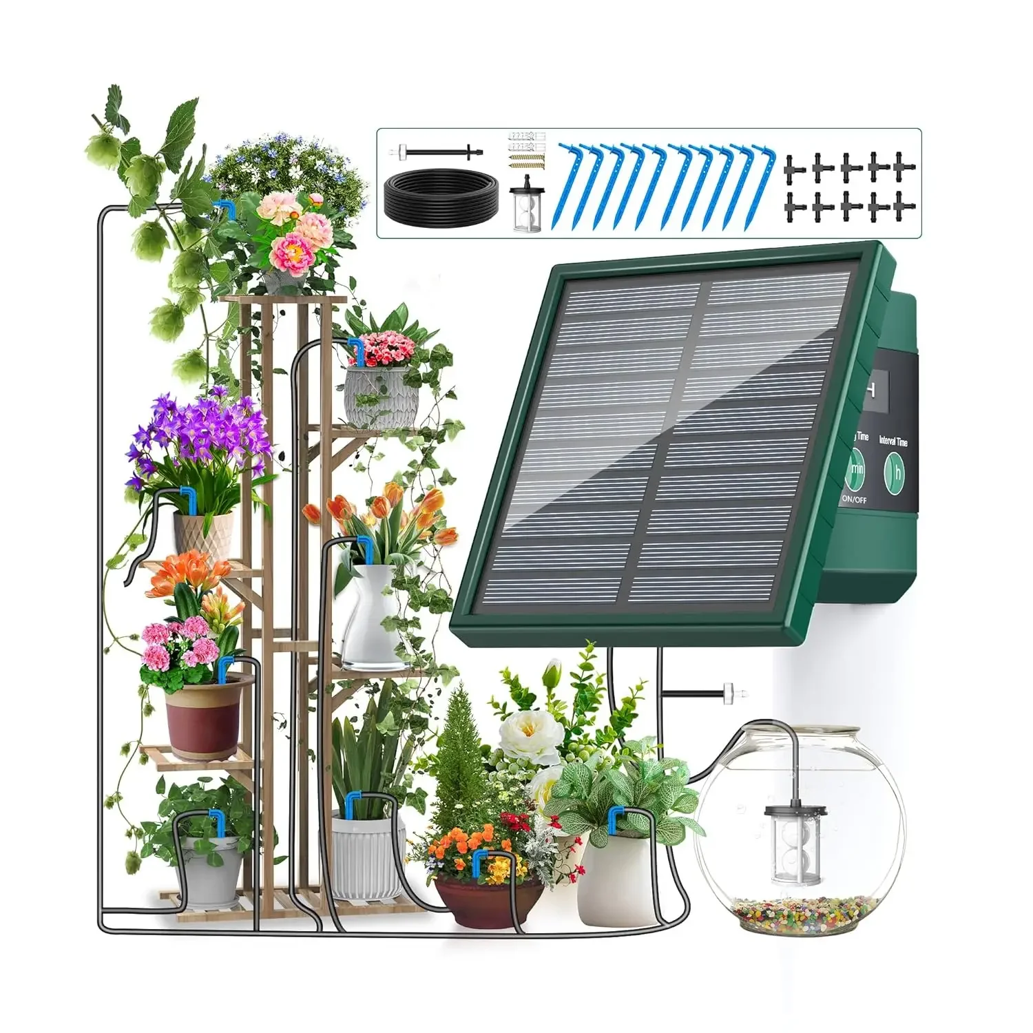 DIY solar drip irrigation kit, garden drip irrigation system, suitable for outdoor balcony garden automatic watering system - Image 3