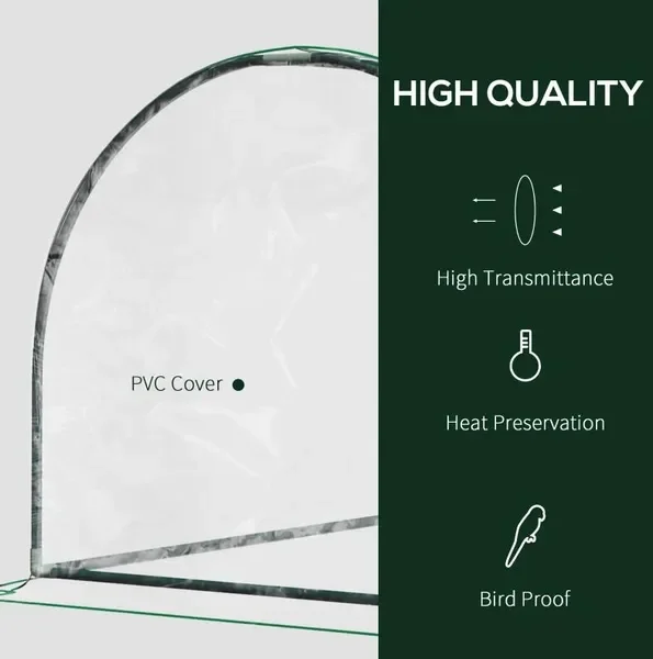 7' L x 3' W x 2.5' H Portable Tunnel Greenhouse for Outdoor Garden Hot House with 4 Zippered Doors, PVC Cover - Image 6