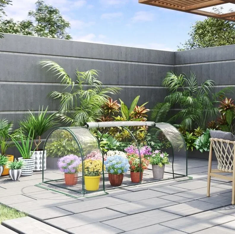 7' L x 3' W x 2.5' H Portable Tunnel Greenhouse for Outdoor Garden Hot House with 4 Zippered Doors, PVC Cover - Image 7