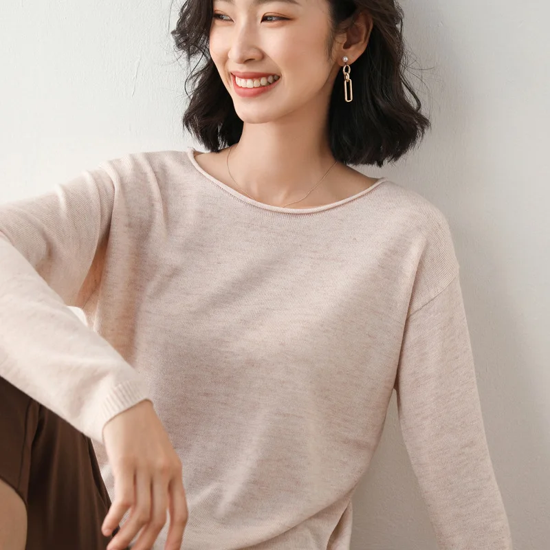 2025 Spring Autumn Womens Sweater Solid Knitwear Korean Loose Female Basic Casual Jumpers Stretch Pullover Sky Blue Pink Sweater - Image 15