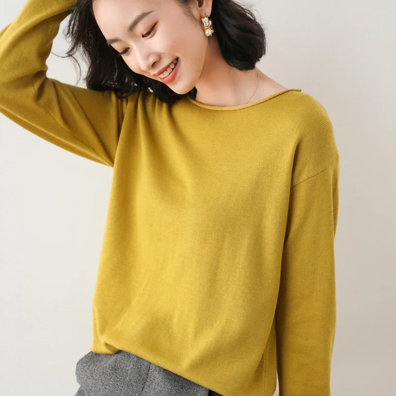 2025 Spring Autumn Womens Sweater Solid Knitwear Korean Loose Female Basic Casual Jumpers Stretch Pullover Sky Blue Pink Sweater - Image 18