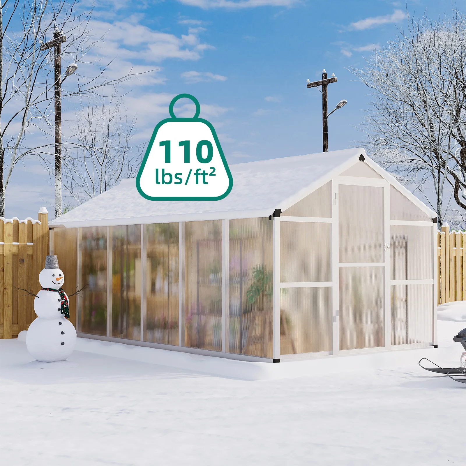 8x12 FT Greenhouse for Outdoors, Walk-in Green Houses, Large Aluminum Greenhouses with Roof Vent and Quick Setup Structure - Image 3
