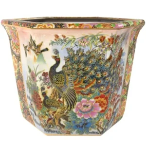 10 Porcelain Flower Pot Satsuma Ladies Peacock