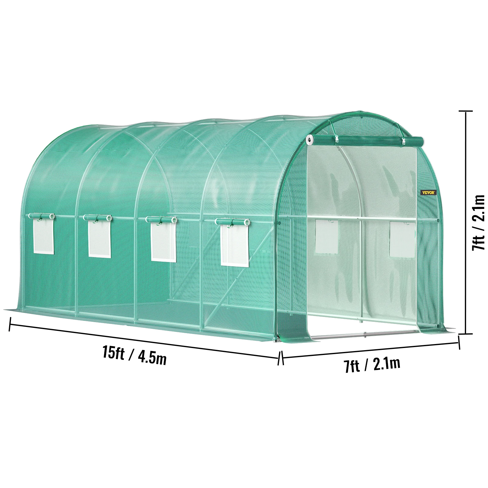SucceBuy Walk-in Tunnel Greenhouse Galvanized Frame & Waterproof Cover 15x7x7/10x7x7/20x10x7/12x7x7 ft Greenhouses & Cold Frames - Image 6