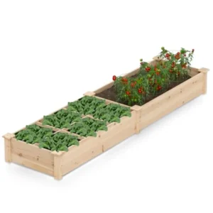 Raised Garden Bed Wooden Planter Raised Bed w/2 Garden Boxes 7 Compartments DIY Painting Available Elevated Planter Box for Pat