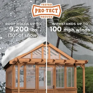 Activity priceLimited-time discount priceXL 13' x 11' Cedar Wood and Polycarbonate Walk-in Greenhouse Kit with Pergola, Exhaust