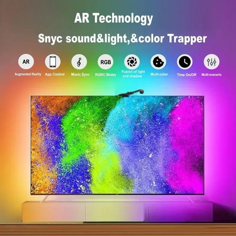 RGB-IC TV Backlight Strip With AR Color Sensor App Control with Music Sync RGB Ambient Light for 55 to 85 Inch Screen Backlight - Image 2