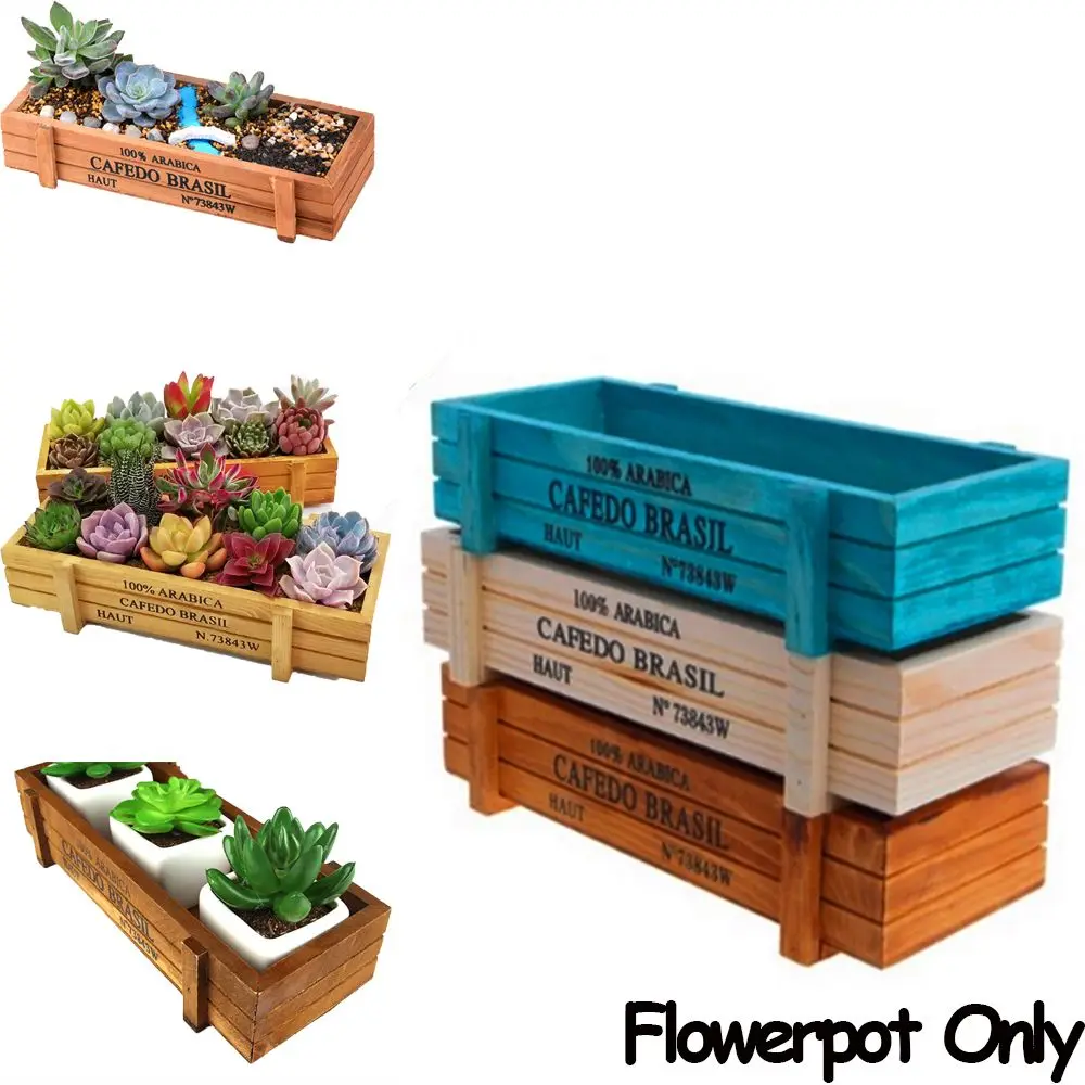 1 PC Tools Garden Decor Trough Decorative Pots Succulent Boxes Rectangle Vase Vintage Crates Wood Flower Pot - Image 6