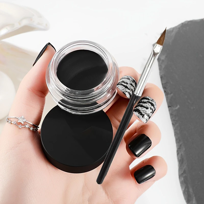 Black Eyeliner Cream Waterproof Beauty Cosmetics Long Lasting Eyeliner Gel Eyeshadow Makeup Tools with Brush Set Matte Eye Liner - Image 6