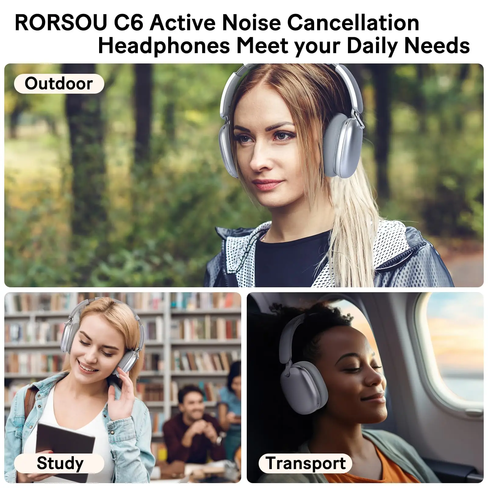 B36 Wireless Bluetooth 5.3 Over-Ear Headphones with ANC Noise Cancelling 8H Playtime Ergonomic Design HD Microphone Foldable - Image 6