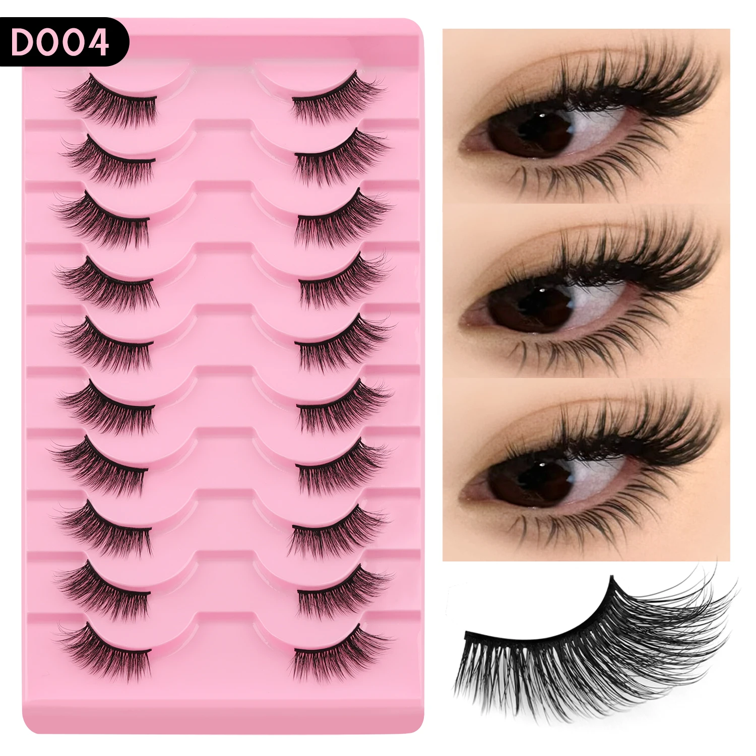 WOSHEER Half Eyelashes Natural Cat Eye Lashes Soft Wispy Faux Mink Lashes Eyelashes Extension Makeup - Image 9