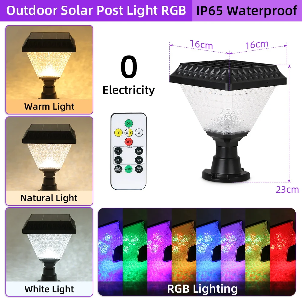 Outdoor Garden Decor Solar Pillar Lamp Remote Control Sunlight Wall Lamp for Street Gate Pathway Lighting Landscape Solar Lights - Image 10