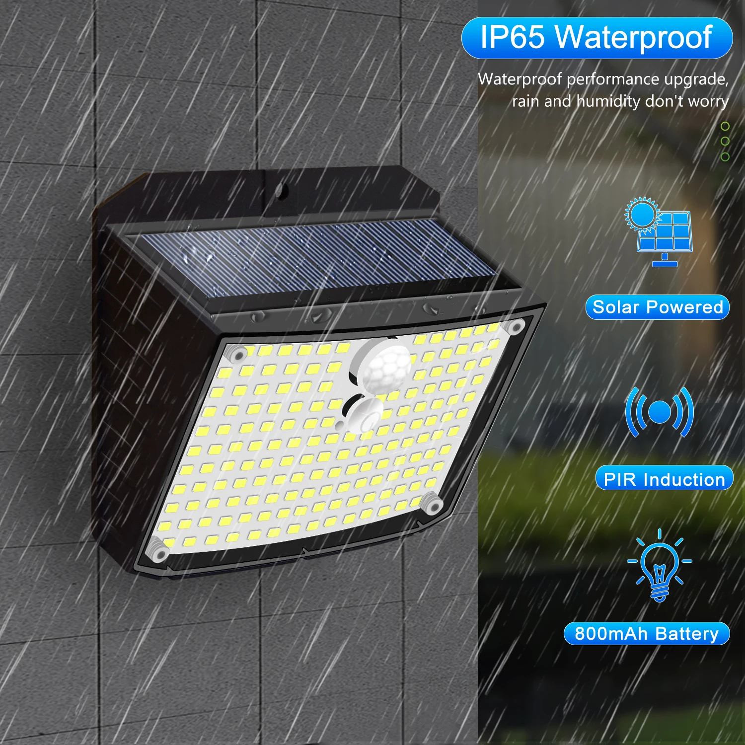 Solar Lights Outdoor 158 LED Solar Wall Lamp Waterproof Wireless Motion Sensor Security 3 Modes Garden Fence Yard Deck Garage - Image 2