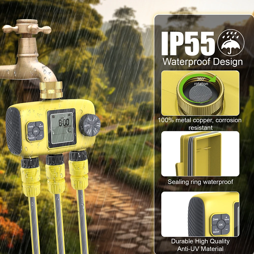 1/2/3/4-Outlet Smart Water Timer Auto Intelligent Irrigation Watering System Sprinkler Timer Garden Programmer LCD Display - Image 5