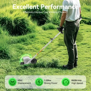 43CC 2-Stroke Gasoline Weed Wacker, Lawn Edger & Brush Cutter - 1.25KW, 8500RPM, Side-Mounted Trimmer with Air-Cooled Engine