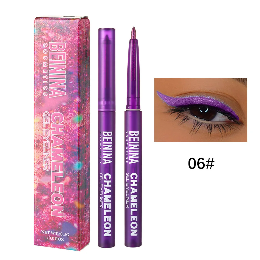 Shiny Chameleon Metallic Blue Eyeliner Gel Pen Eyeshadow Multicolor Eye Liner Pearlescent Polarized Glitter Eyes Pigment Makeup - Image 10