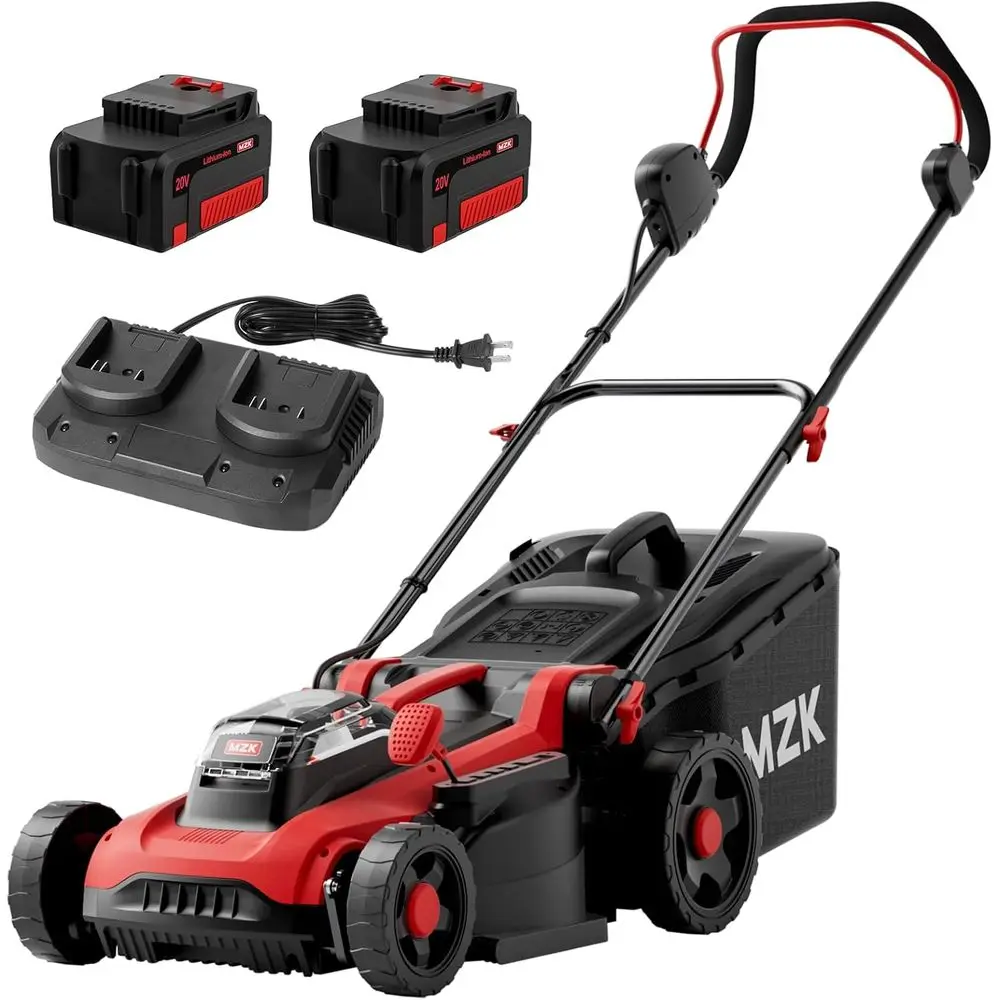 40V 16 Dual-Mode Electric Lawn Mower, Push Mower with 5-Height Settings, 2 x 4.0Ah Batteries Included