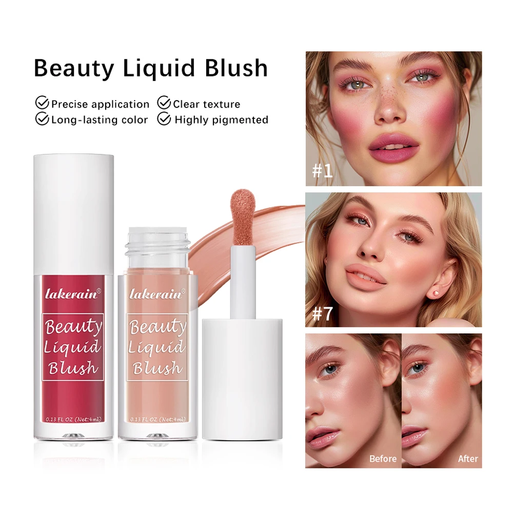 Beauty Liquid Blush Lipstick Blush Eyes Cheek Blusher Waterproof Mositure Face Contour Shadow Liquid Lip Gloss Plump Makeup - Image 2
