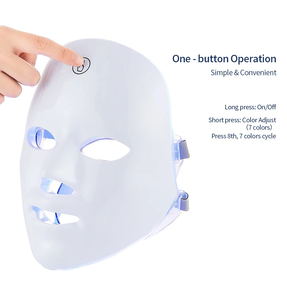 Rechargeable Facial LED Mask 7 Colors LED Photon Beauty Mask Skin Rejuvenation Home Face Lifting Whitening Skin Care Beauty Mask - Image 3