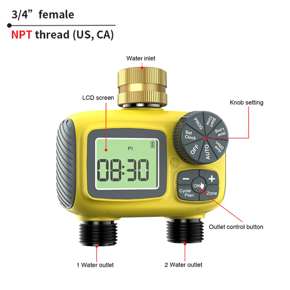 1/2/3/4-Outlet Smart Water Timer Auto Intelligent Irrigation Watering System Sprinkler Timer Garden Programmer LCD Display - Image 9