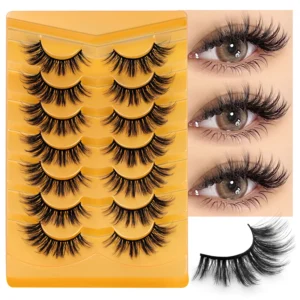 WOSHEER Manga Lashes Faux 3D Fluffy Mink Eyelashes Natural Look Cat Eye Volume Eye Lashes Eyelash Extension Strip Lashes