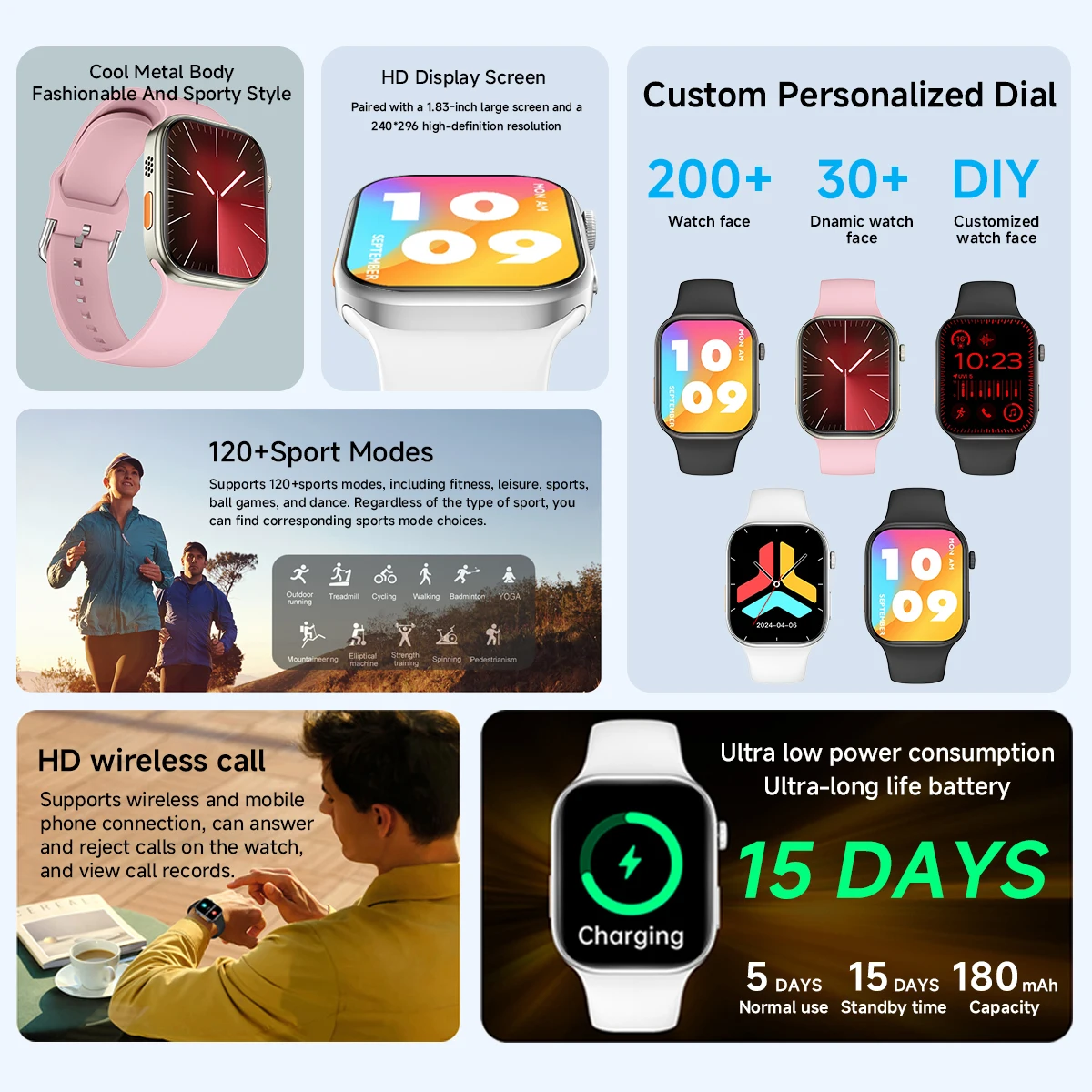 NEW Smartwatch 1.83"HD Screen Sleep&Health Monitoring Bluetooth Call Multi-Sport Modes Fashion Smart Watches For Women Men Gift - Image 2